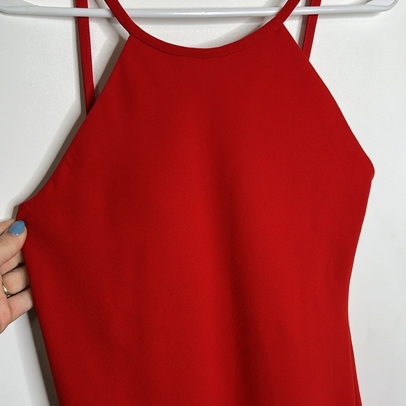 Calvin Klein Red Halter Neck Maxi Formal Sexy Gown Dress - Picture 3 of 7